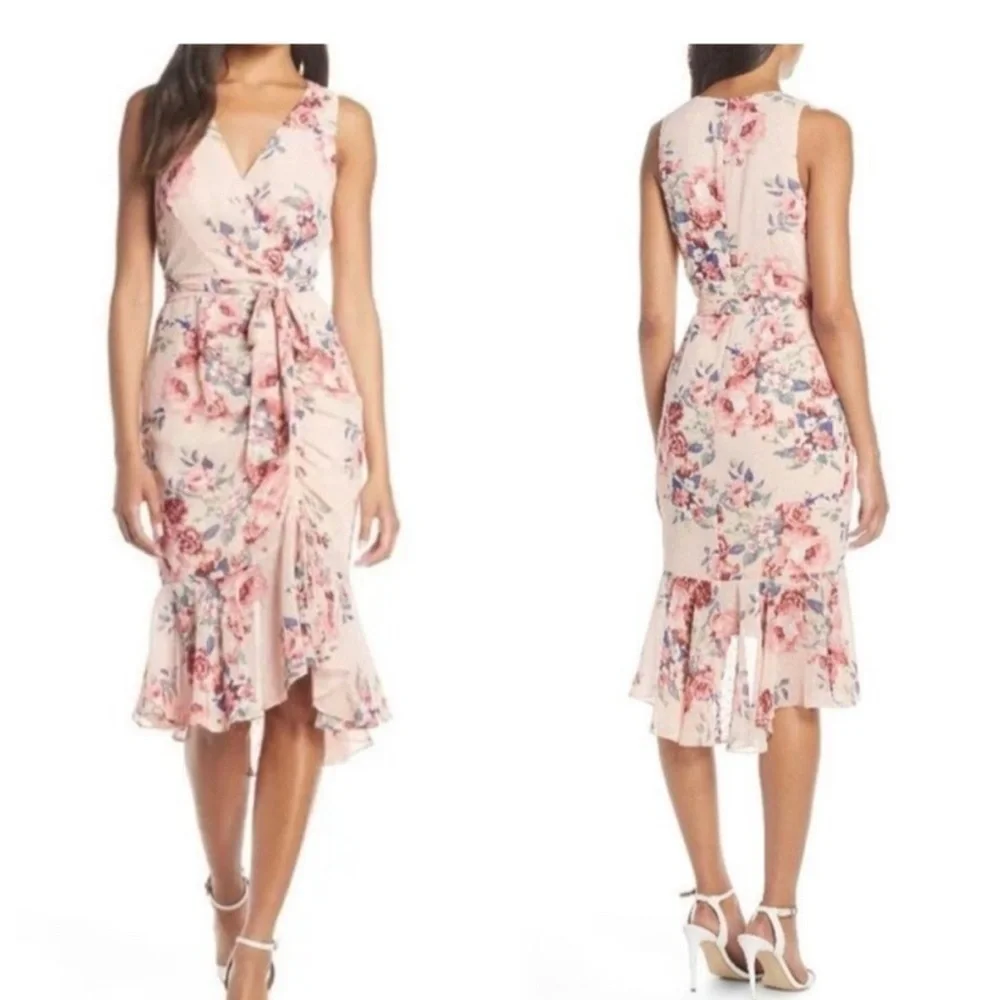 NWT Eliza J Floral Pink Floral Dress - Picture 1 of 5